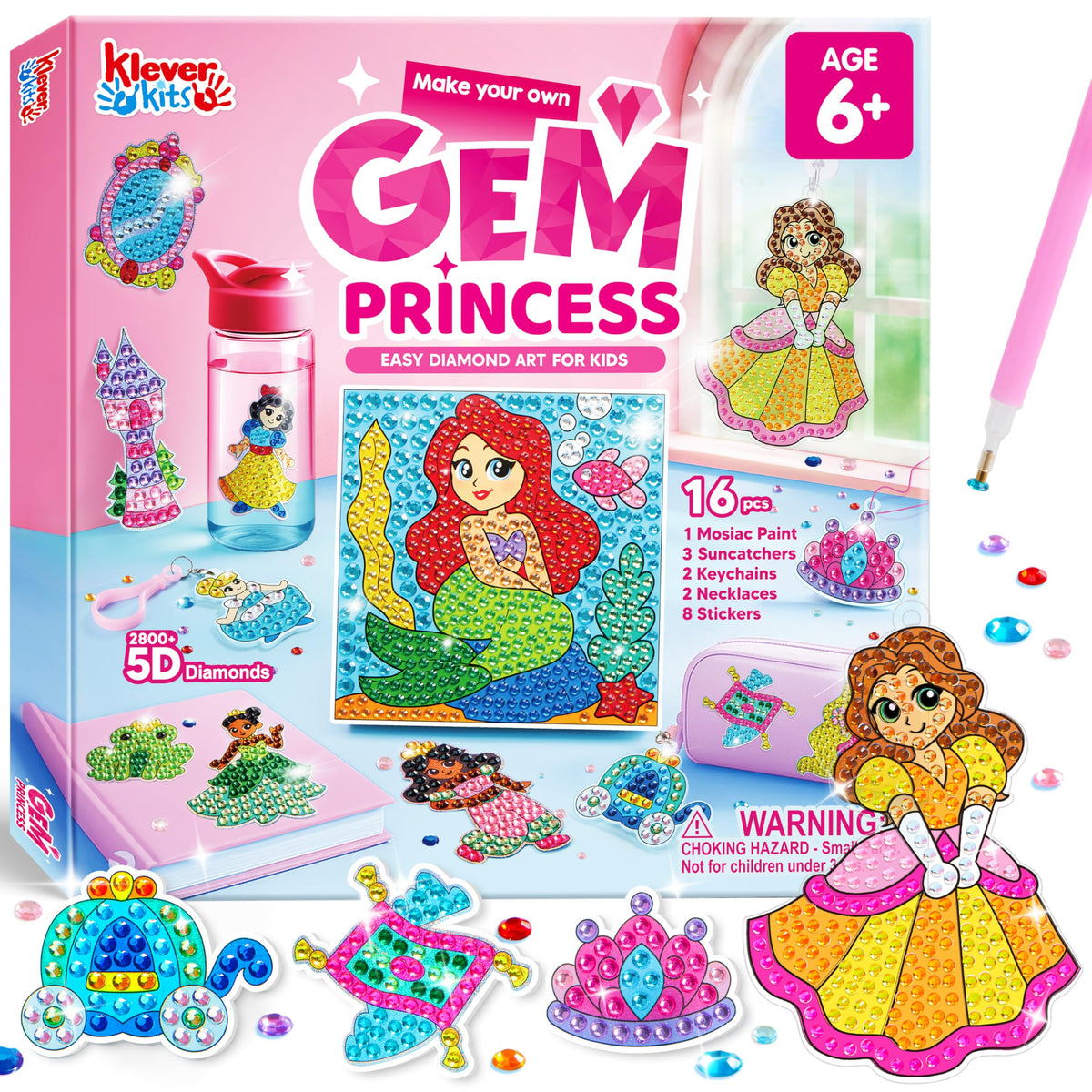 Klever Kits Princess Diamond Art Set: engaging craft activity for imaginative kids.