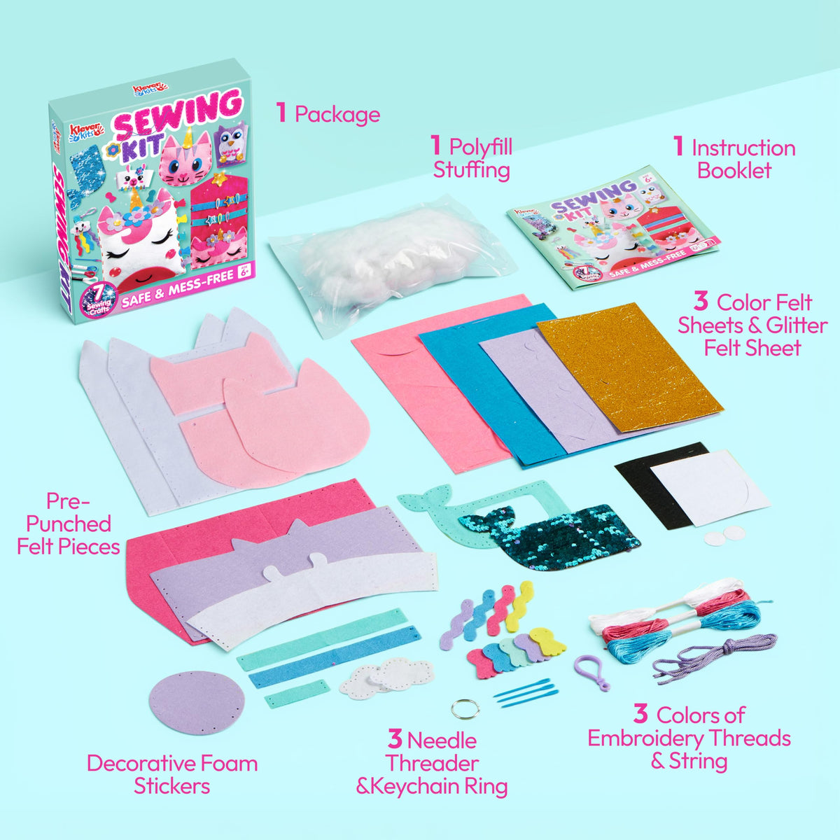 Klever Kits sewing keychain project—portable craft for bags and zippers.