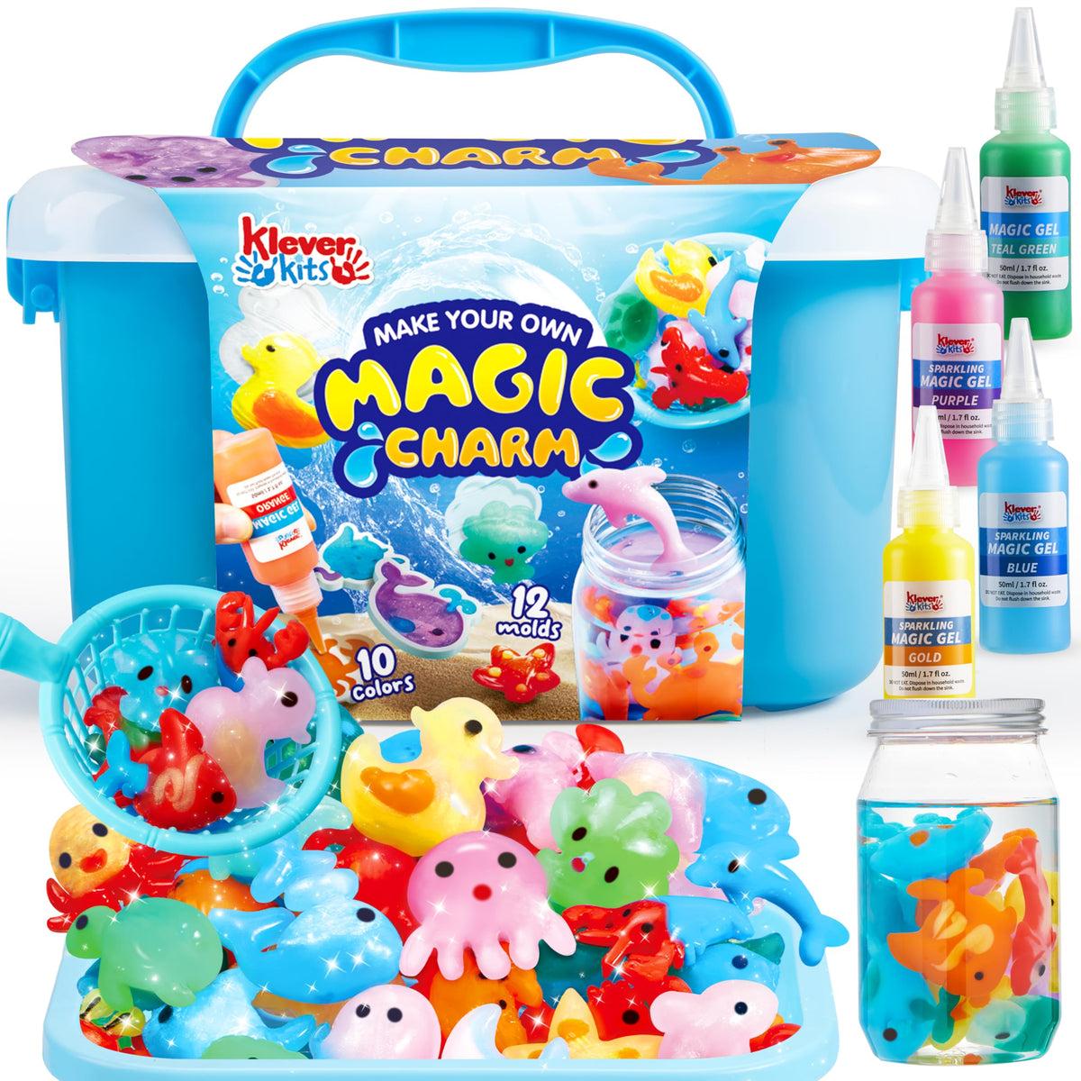 Klever Kits Water Gel Kit preserving bottle with colorful gel display for keepsakes.