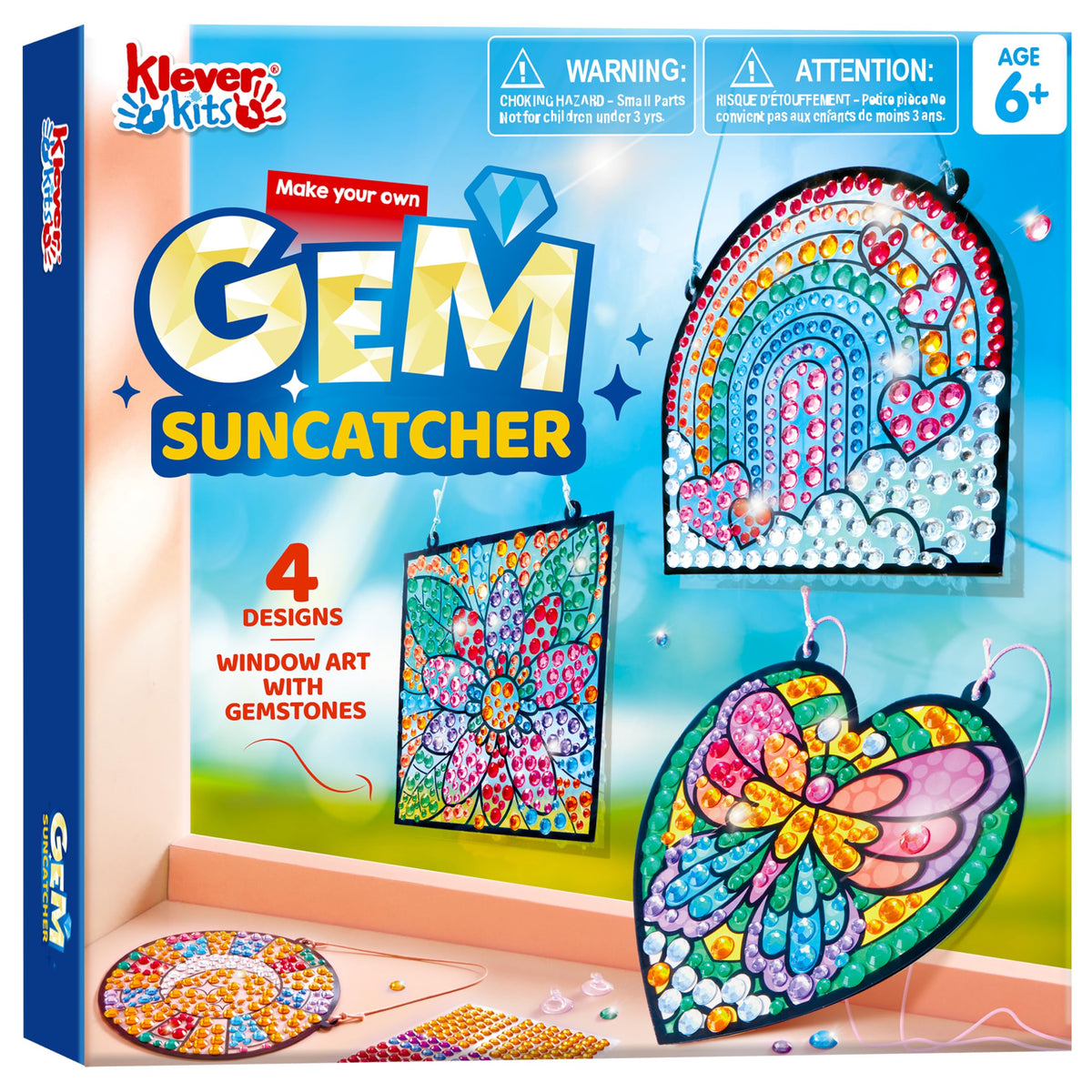 Klever Kits butterfly circle suncatcher with colorful gems for bright window art.