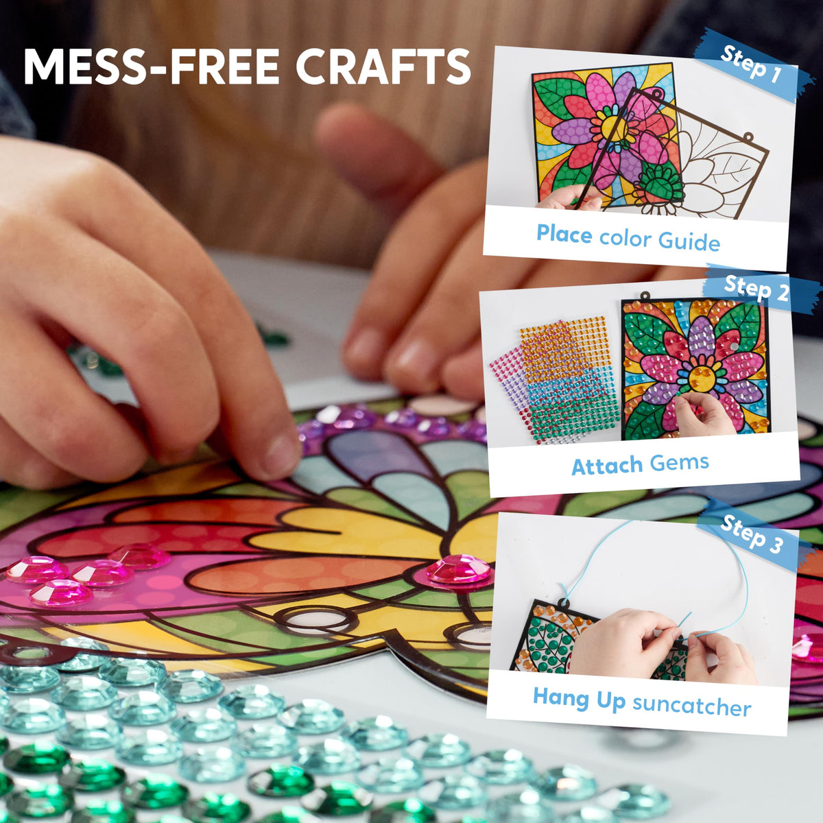 Klever Kits flower fan suncatcher set for creative kid-friendly crafting.