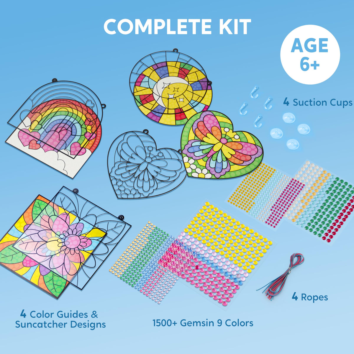 Klever Kits rainbow square suncatcher kit for color-rich window decor.