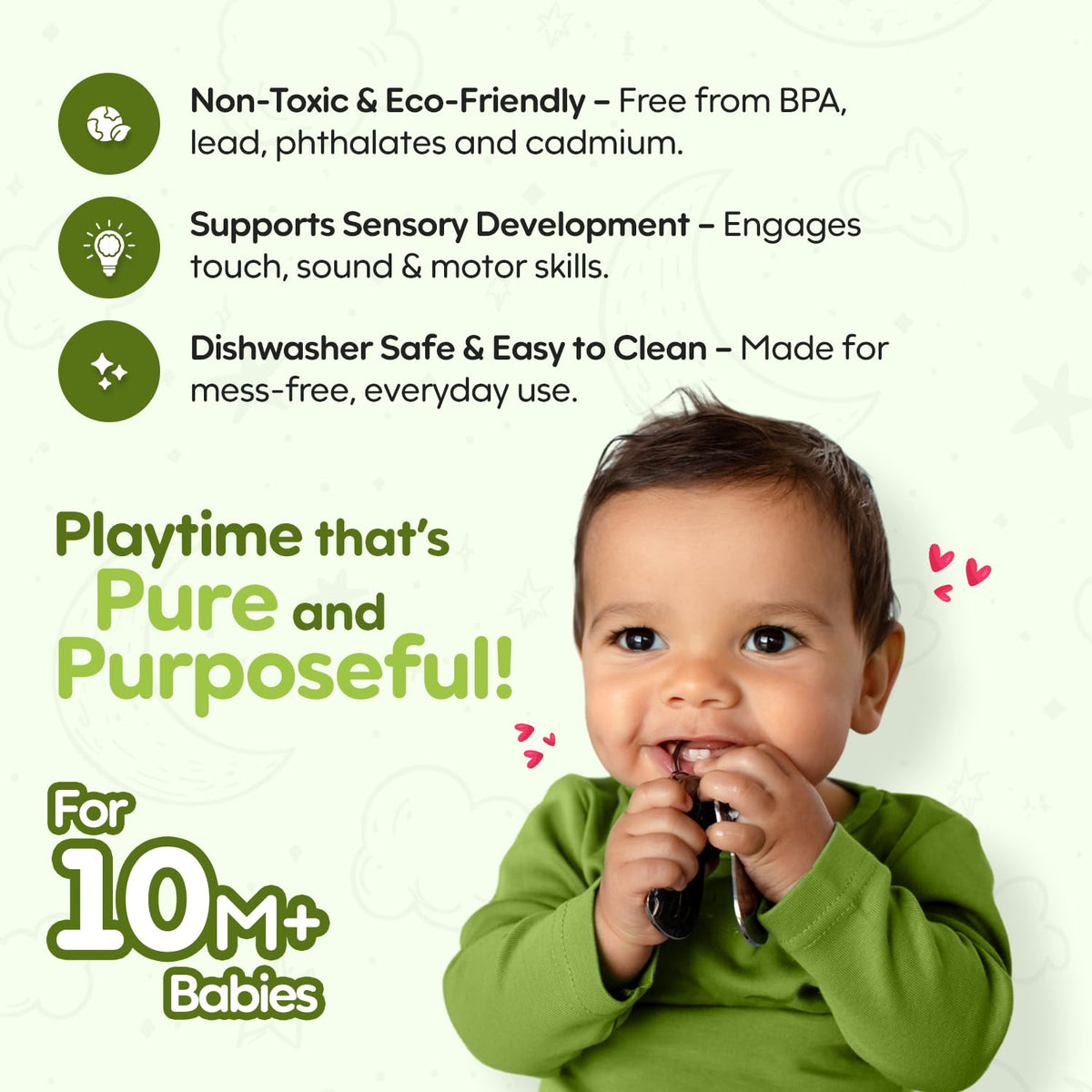 Kleynimals giraffe key promotes tactile discovery during baby play