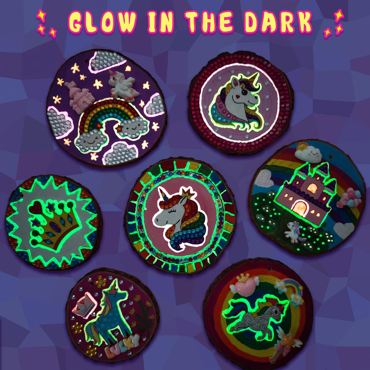 klmars glow-in-the-dark paint adds magical nighttime shine to artwork.