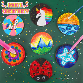 Klmars natural wood slices provide sturdy canvas for budding artists.