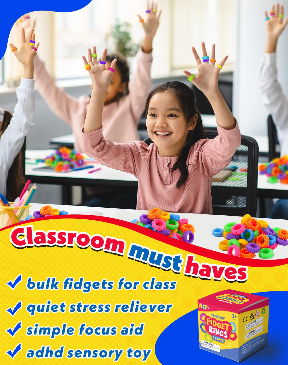 KLT classroom prize box display vibrant colors encouraging participation.
