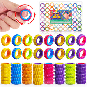 KLT fidget ring 50-pack with bright textures for interactive play and calm focus