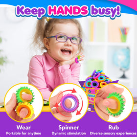 KLT fidget ring showing six outer textures for sensory feedback