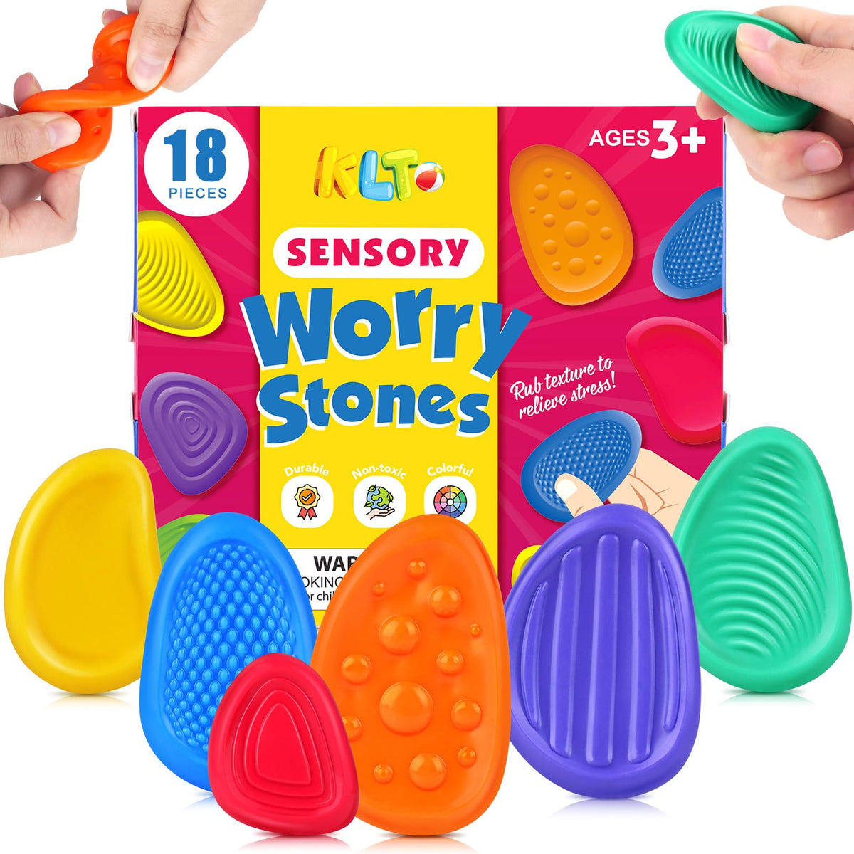KLT fidget stone with soft texture for calming tactile play.