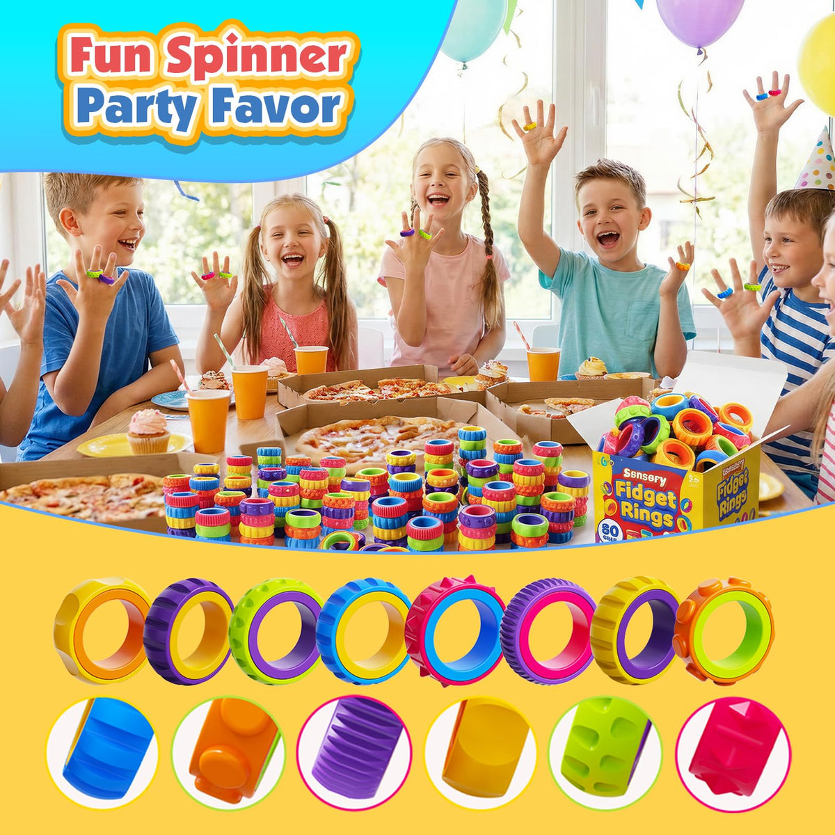 Classroom scene shows KLT fidget rings delivering quiet focus.