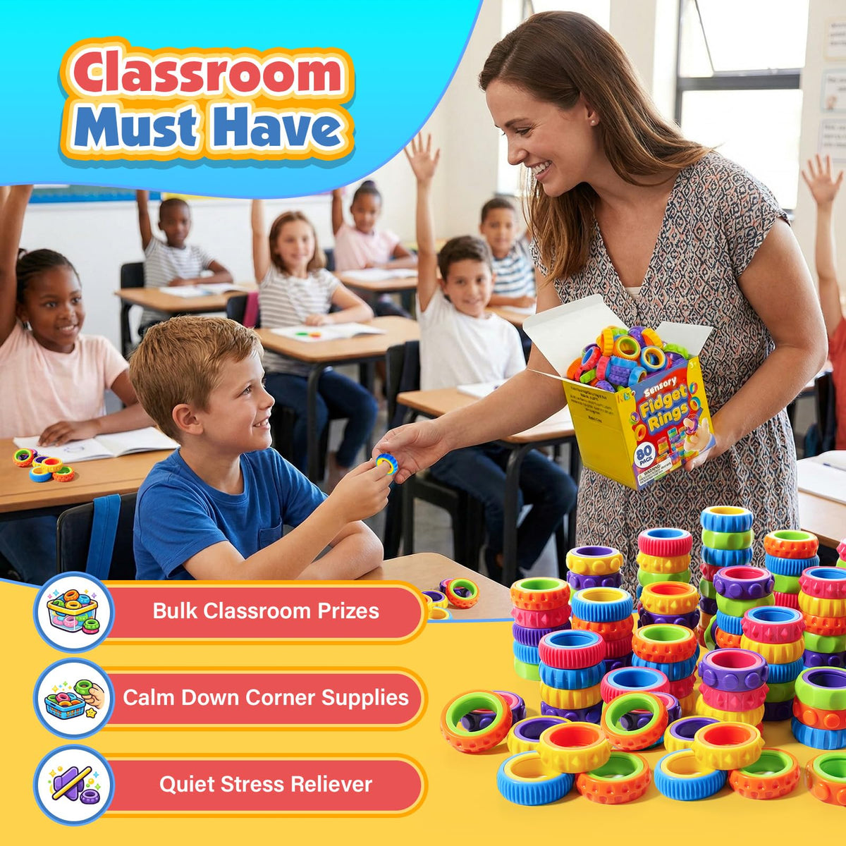 Portable KLT rings are quiet fidget toys for travel.