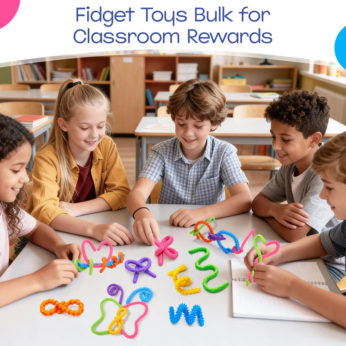 KLT textured sensory sticks showcased as party favors for kids.
