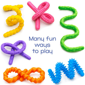 KLT sensory sticks pictured as Easter basket stuffers for kids.