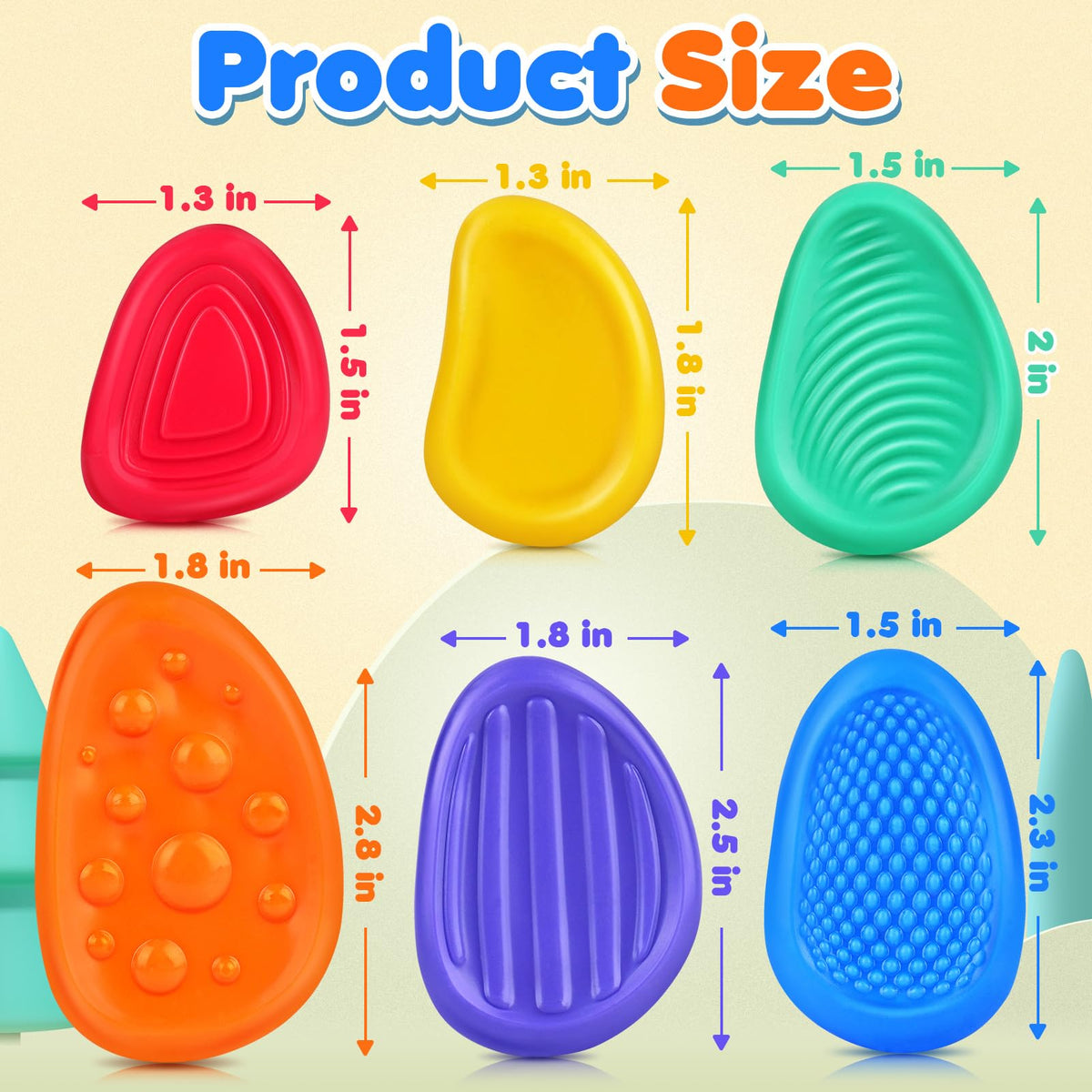 KLT sensory stone with bright colors for engaging sensory exploration.