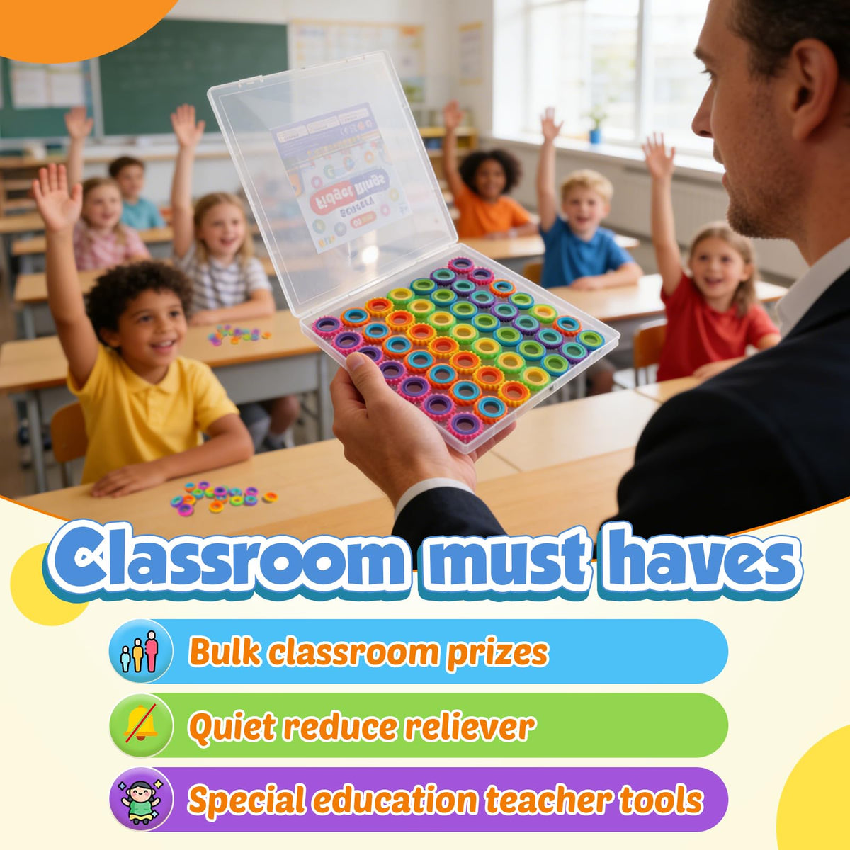 KLT texture spinner rings offer silent stress relief in lessons.