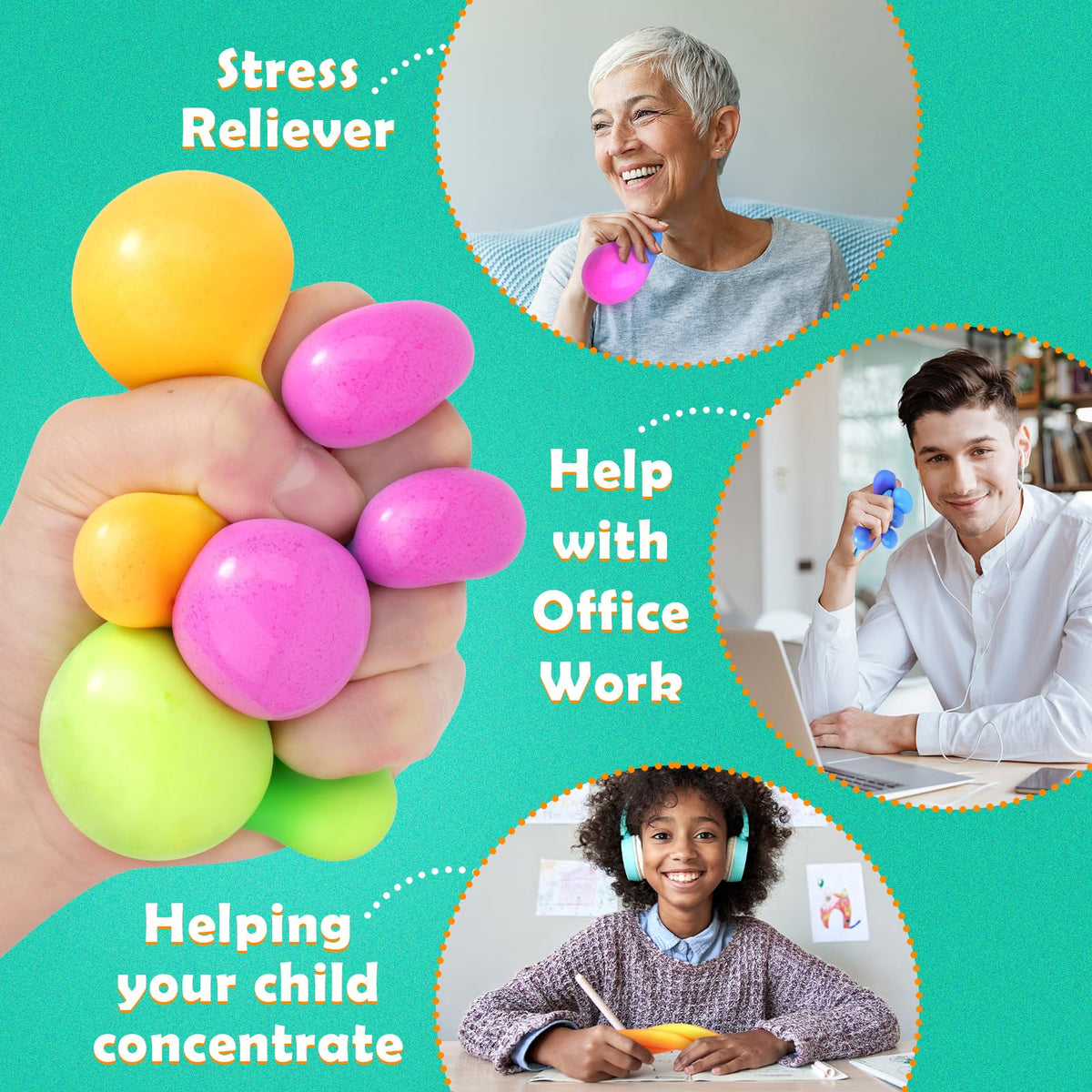 Squeeze balls in a durable plastic box for organized classroom prizes