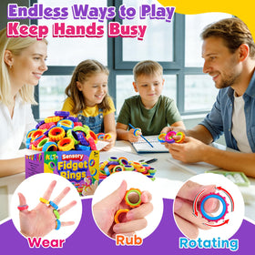 KLT goodie bag packaging featuring durable one-piece fidget rings.