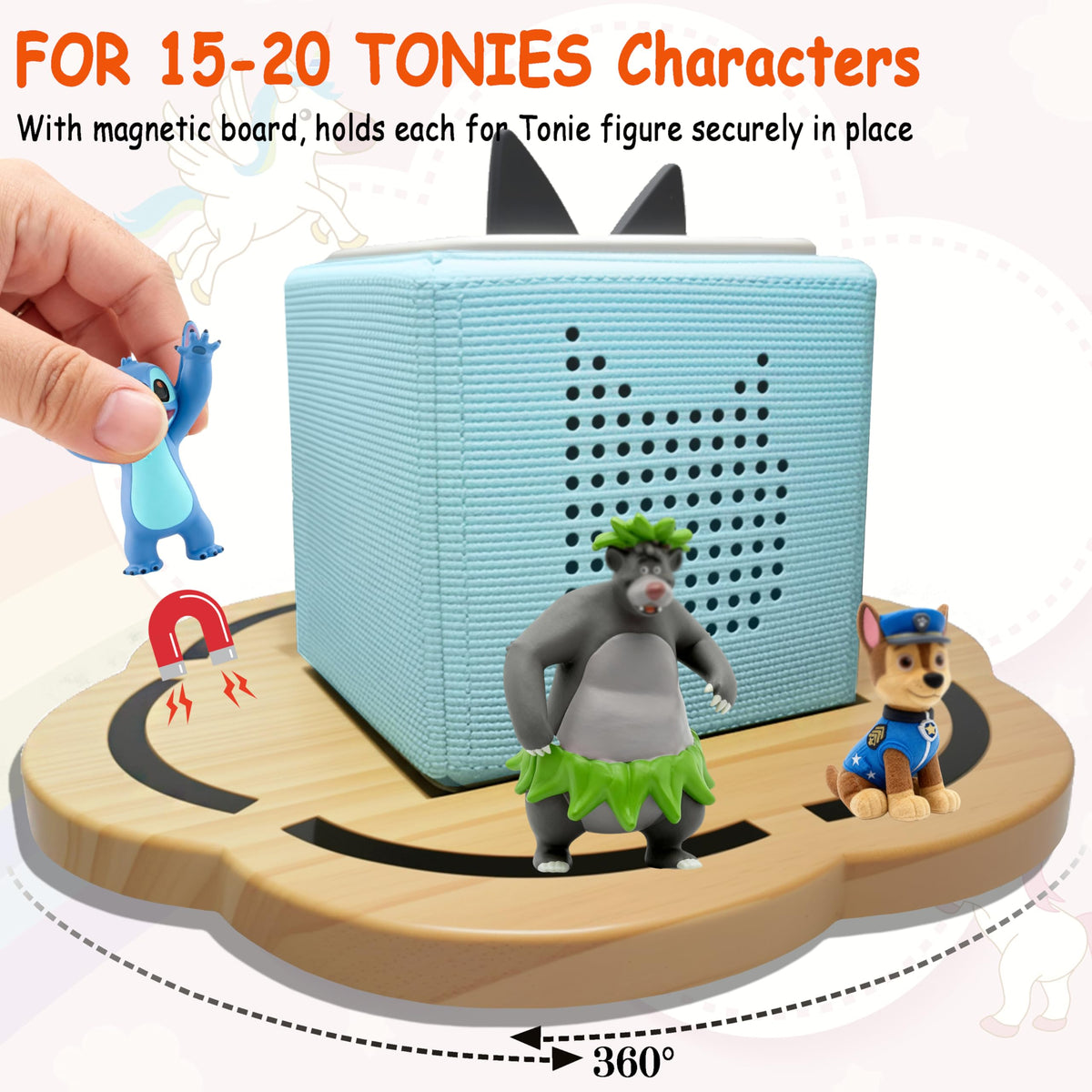 KLUNMA magnetic doll holder securely holds Tonie figures during playtime.