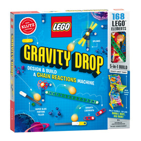 Klutz LEGO Gravity Drop Tower assembly showing a customizable, physics-inspired construction