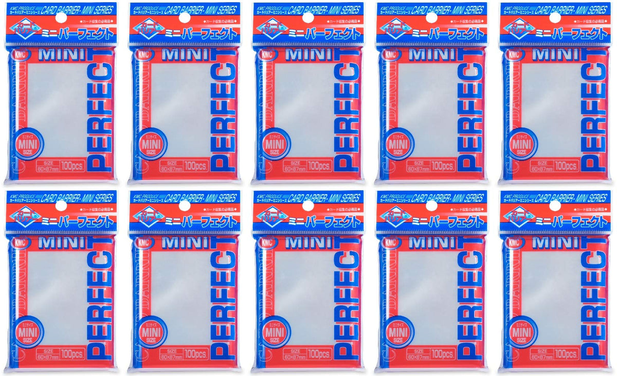 KMC Perfect Size Card Sleeves Mini 10-pack in compact packaging protects small cards during transport