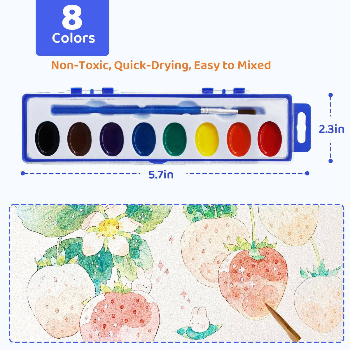 KMLYDGS rich pigment colors eight per pack for bright, translucent washes.
