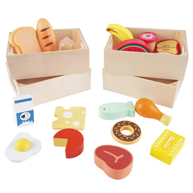 KMTJT Food Groups wooden bread play food invites sequencing and categorization in a fun kitchen setup.