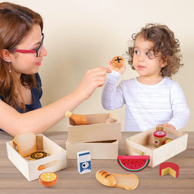 KMTJT Food Groups wooden steak play food adds variety to pretend meals and role-play adventures.