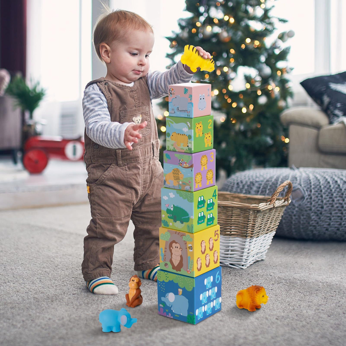 KMTJT montessori-inspired toys box encourages organized, independent play.