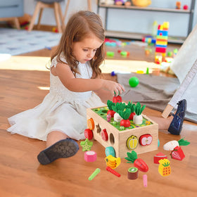 KMTJT shape-matching blocks reinforce visual discrimination during fun Montessori activities.