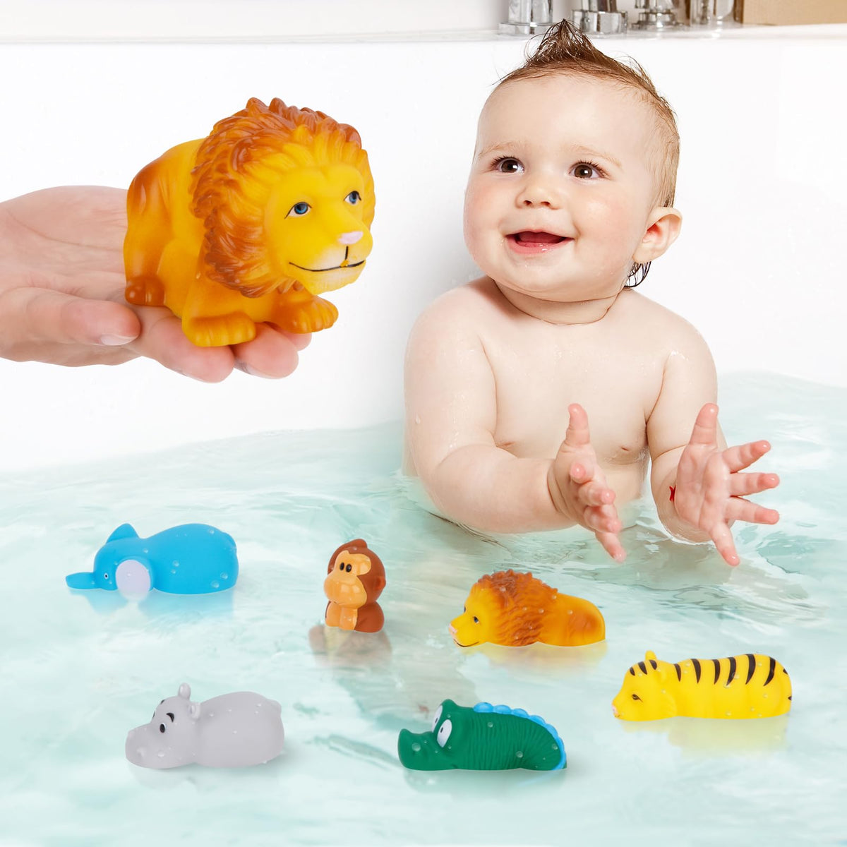 KMTJT safari bath toy tiger stimulates imaginative bath time storytelling.