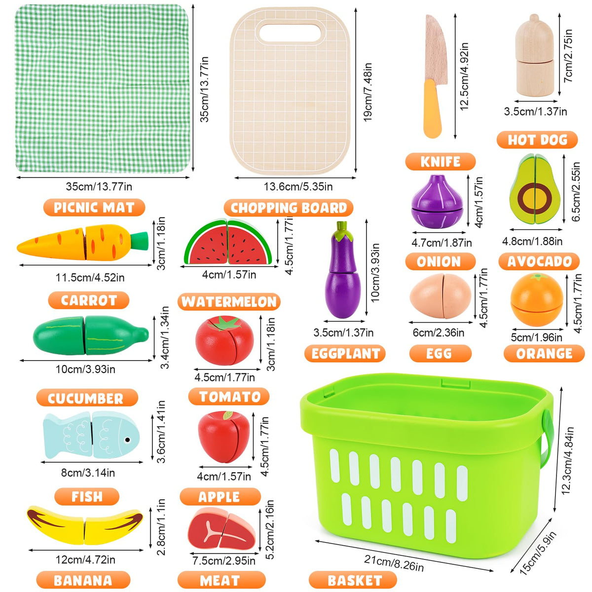 KMTJT velcro food pieces enable easy assembly and repeated cutting.