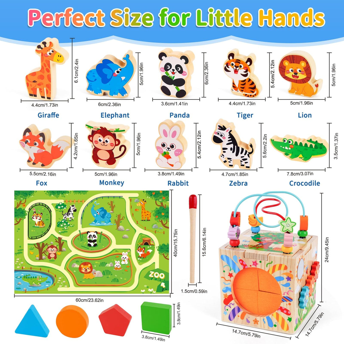 KMTJT wooden activity cube features a baby xylophone for rhythm and sensory exploration.