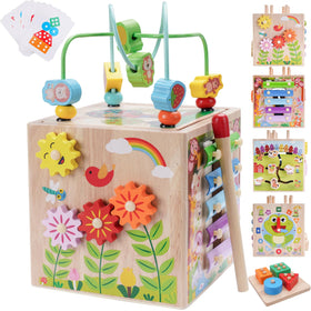 KMTJT Wooden Activity Cube bead maze for fine motor skills and focus