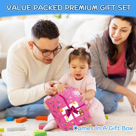 KMTJT wooden activity cube pink word cards boost vocabulary and early reading readiness.