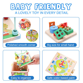 KMTJT Wooden Activity Cube shape sorter for problem-solving