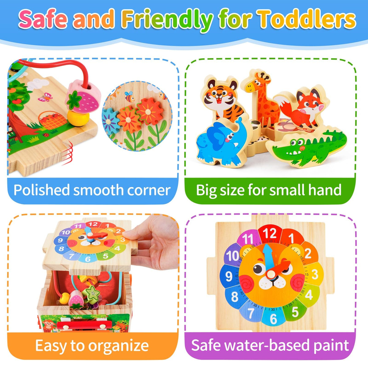 KMTJT wooden activity cube spinning gears promote logical thinking and discovery.