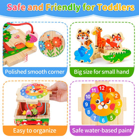 KMTJT wooden activity cube spinning gears promote logical thinking and discovery.