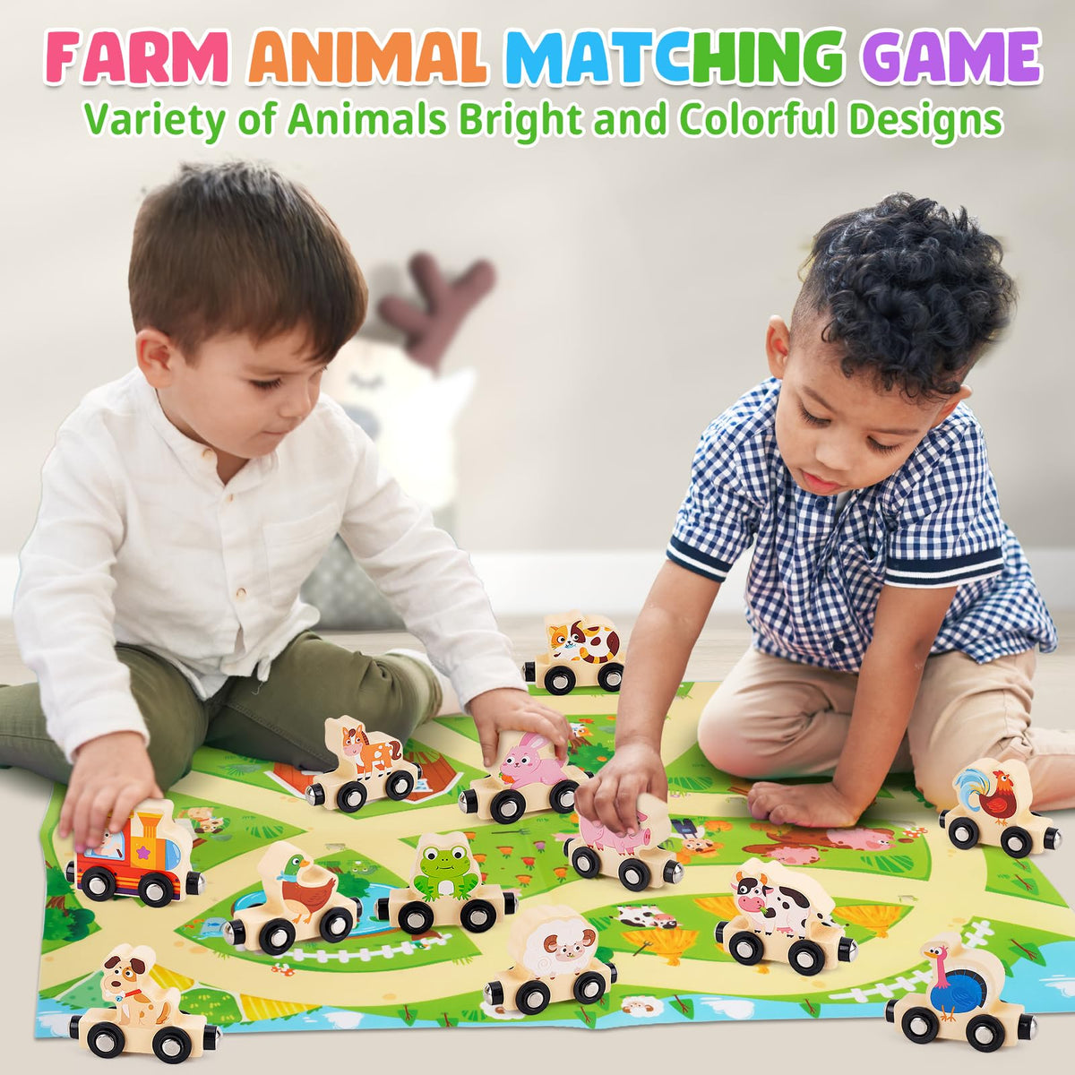 KMTJT wooden animals close-up encourages color recognition and curiosity