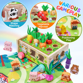 KMTJT Wooden farm vegetables for budding color, shape, and recognition during play