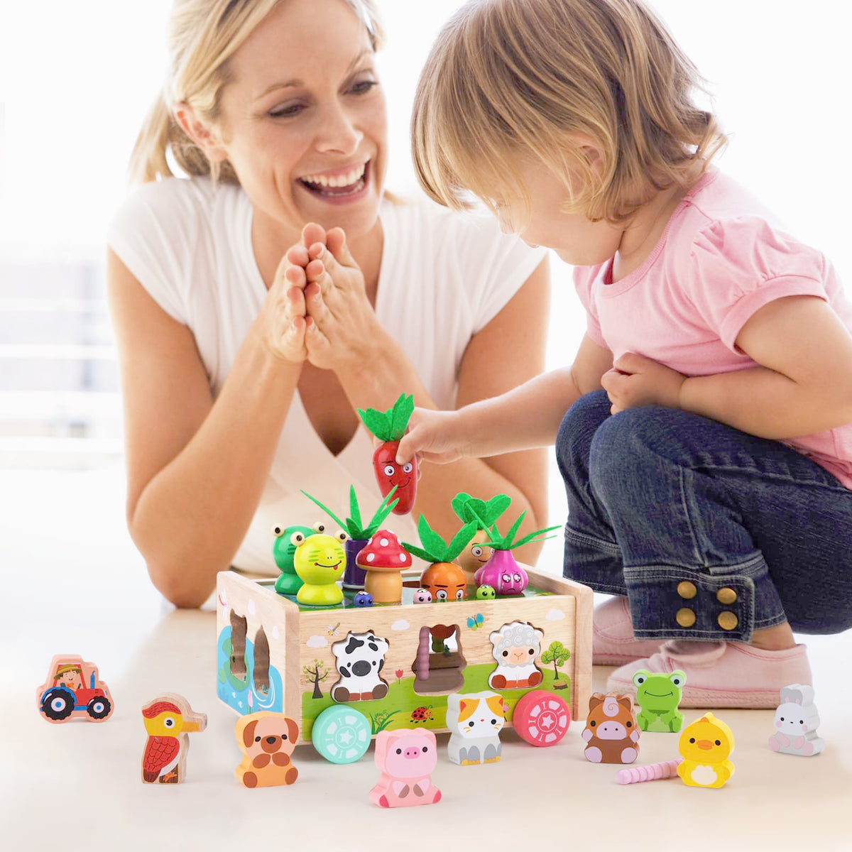 KMTJT wooden frogs support animal recognition and sorting play.