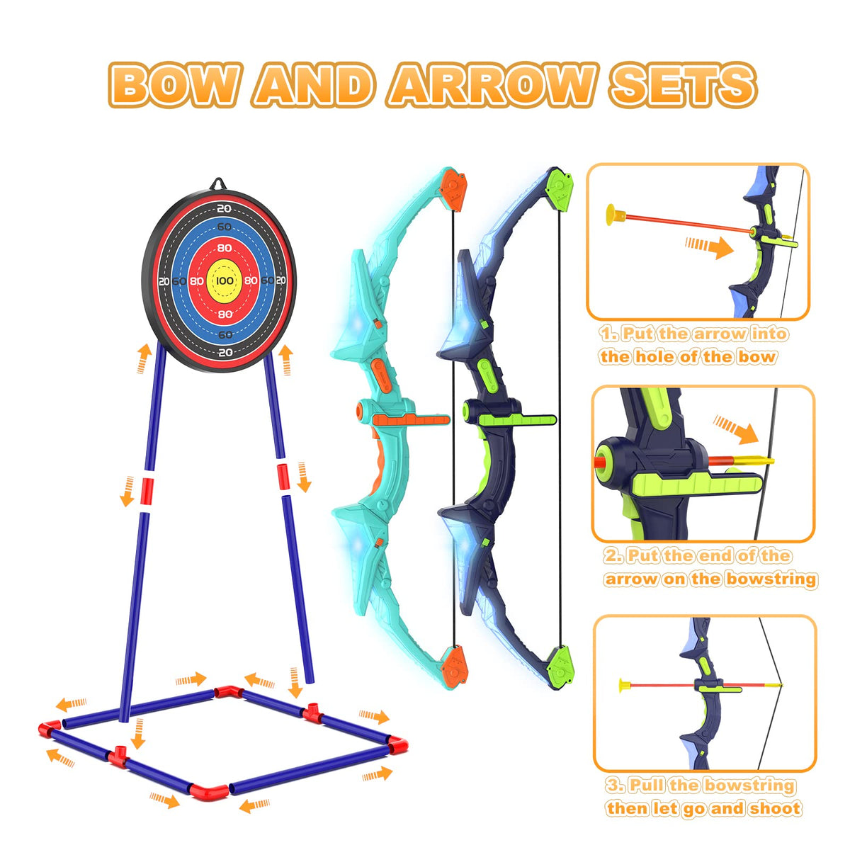 Kmuxilal archery toy suitable for indoor and outdoor play environments.