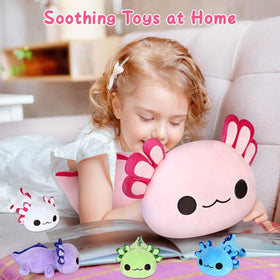 KMUYSL Axolotl plush close-up of head torso and feet for cozy hugs