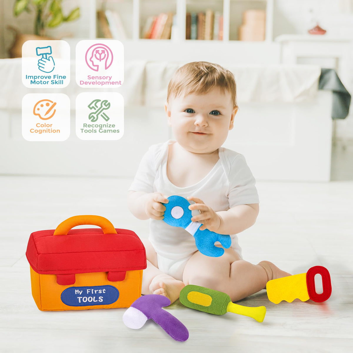 KMUYSL screwdriver plush rattle supports hand-eye coordination.