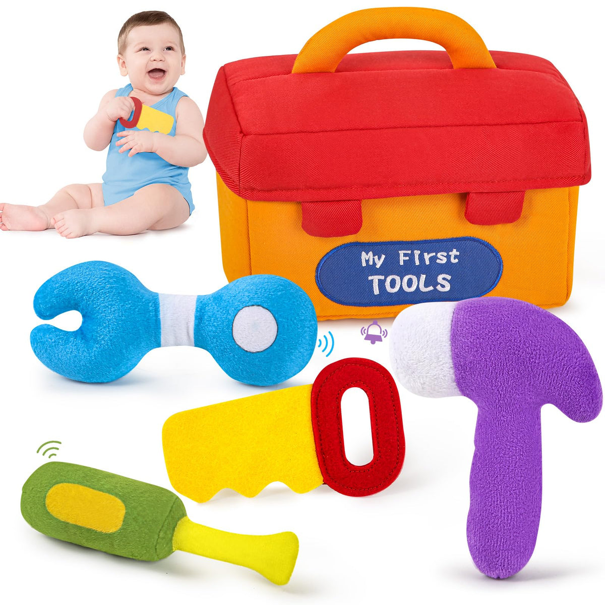 KMUYSL Baby Tools plush tool bag for on-the-go play and easy storage.