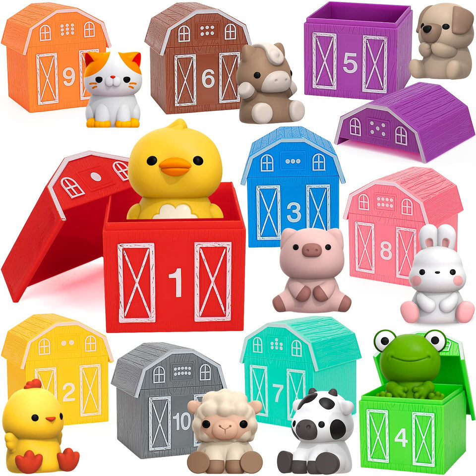 KMUYSL farm animals dog figure with bright colors for counting and motor play.
