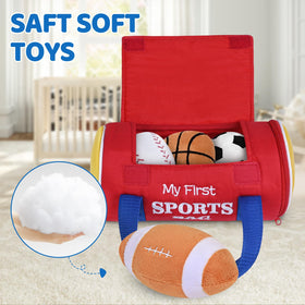 KMUYSL Sensory balls football image featuring a rattle for motor play