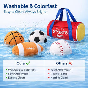 KMUYSL Soft plush fabric image emphasizing safe, durable material for cuddles and washing