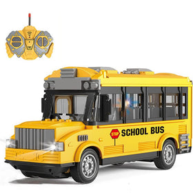 KNACKTOYZ RC School Bus front view with LED headlights for realistic play