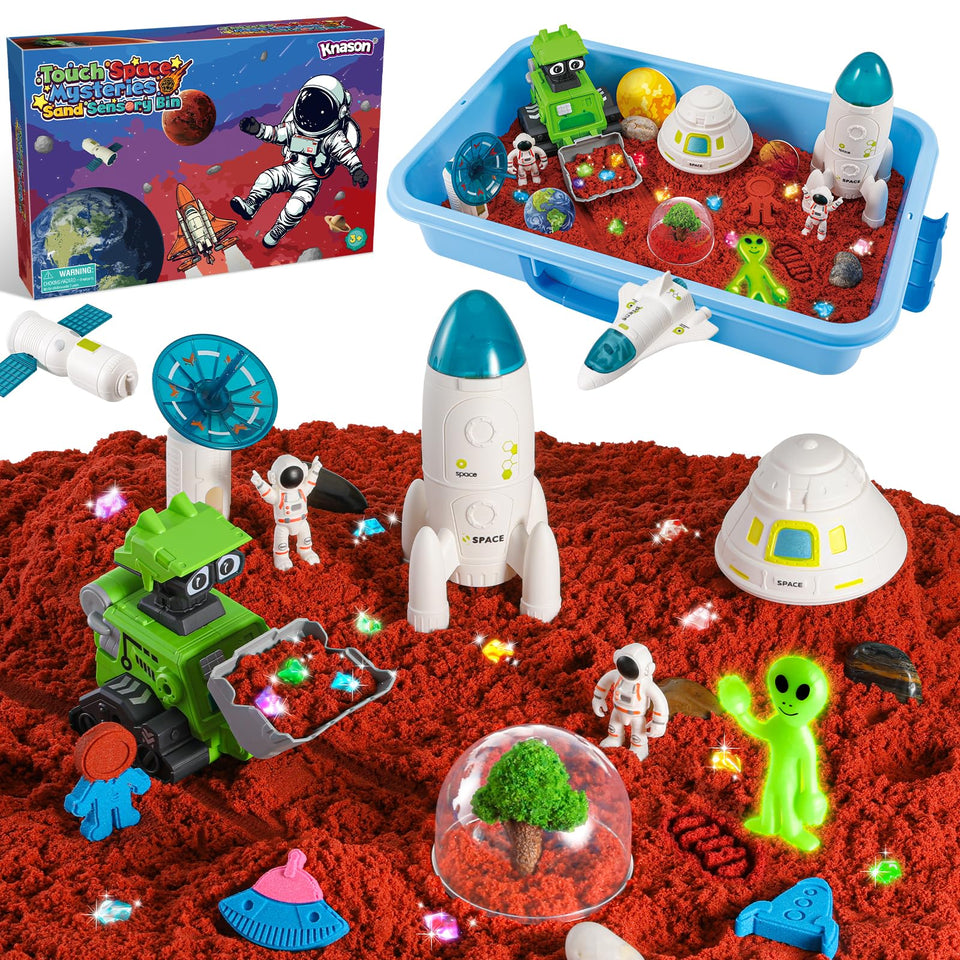 KNASON outer space sensory bin with sand for creative indoor play and exploration