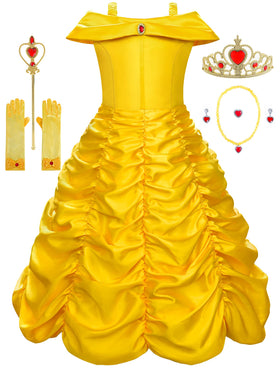 Knemmy Princess Dress Yellow front view for party ready princess looks